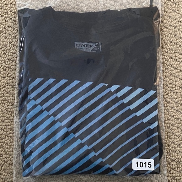 O’NEILL Surf Blue Striped Tee Shirt Men L Large Slim Fit - Picture 5 of 5